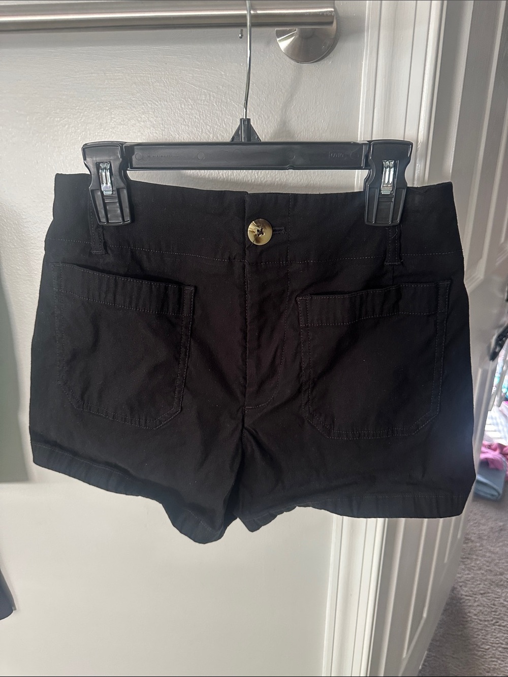Maeve Black High-Waist Front-Pocket Shorts
